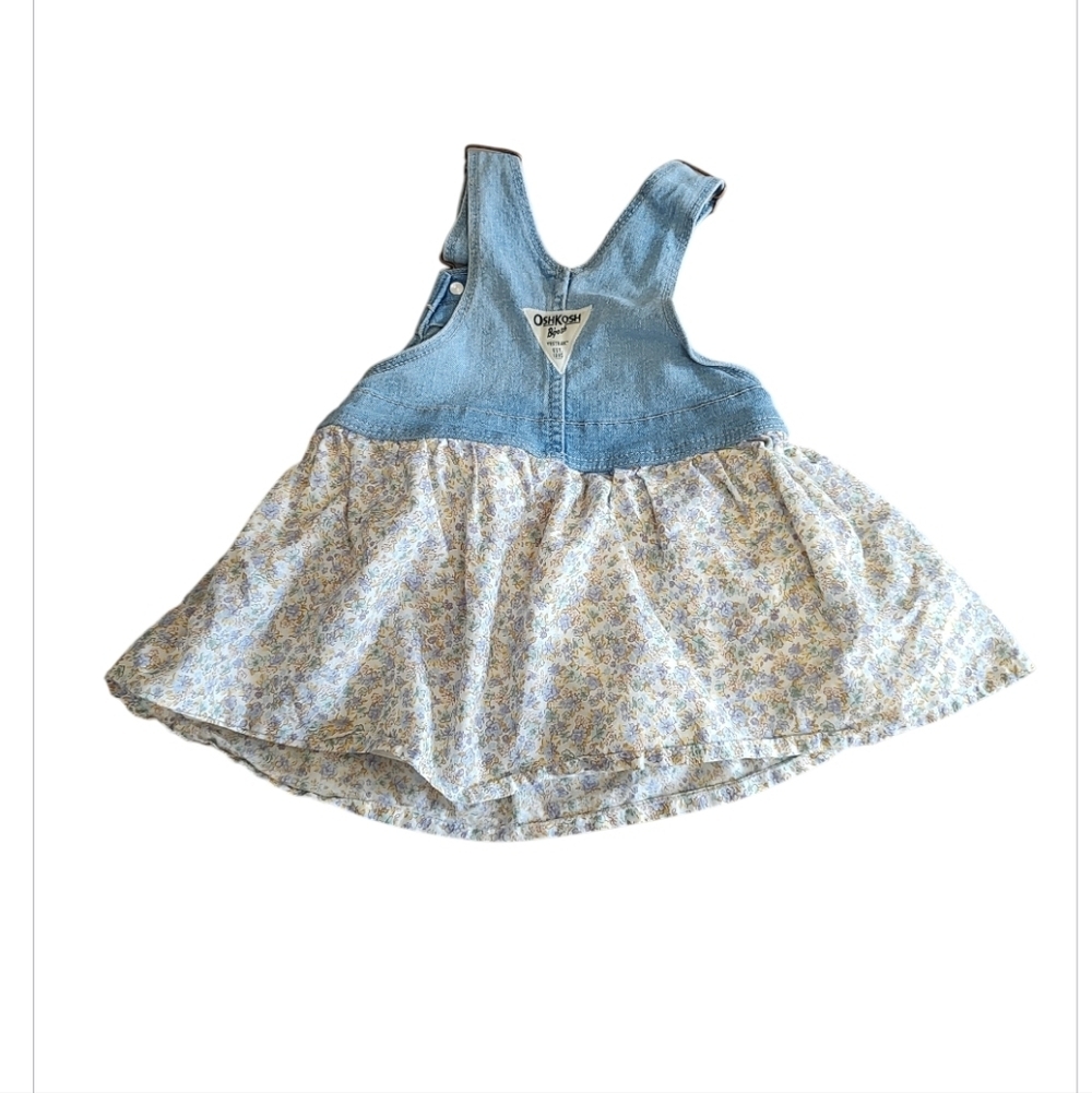 OshKosh B'gosh Blue Denim Dress with Floral Skirt - Picture 2 of 7